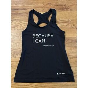 Athleta "Because I Can" Simone Biles Racerback Tank Top Size‎ Small Black EUC